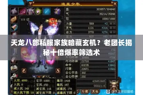 天龙八部私服家族暗藏玄机?老团长揭秘十倍爆率筛选术 天龙八部私服家族暗藏玄机?老团长揭秘十倍爆率筛选术