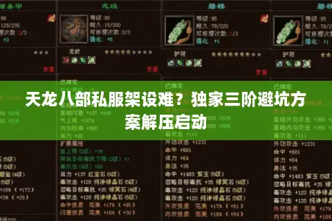 天龙八部私服架设难？独家三阶避坑方案解压启动