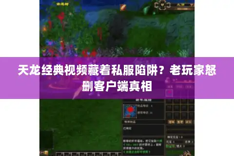 天龙经典视频藏着私服陷阱？老玩家怒删客户端真相