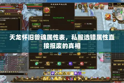 天龙怀旧兽魂属性表，私服选错属性直接报废的真相