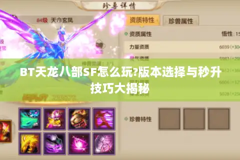 BT天龙八部SF怎么玩?版本选择与秒升技巧大揭秘 BT天龙八部SF怎么玩?版本选择与秒升技巧大揭秘