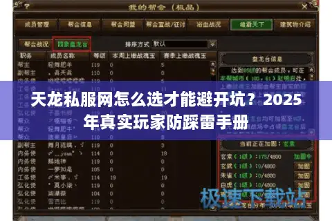 天龙私服网怎么选才能避开坑？2025年真实玩家防踩雷手册