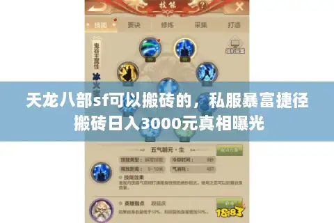 天龙八部sf可以搬砖的，私服暴富捷径 搬砖日入3000元真相曝光