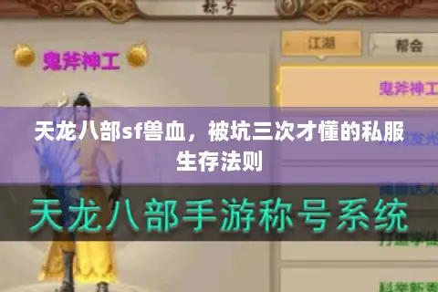 天龙八部sf兽血，被坑三次才懂的私服生存法则