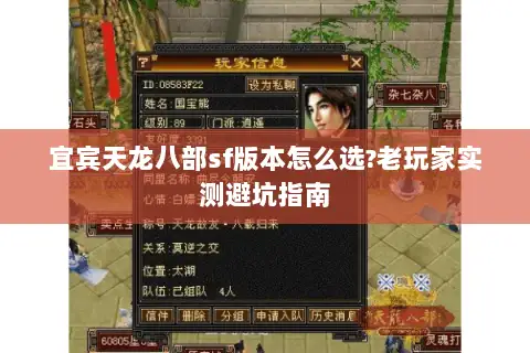宜宾天龙八部sf版本怎么选?老玩家实测避坑指南