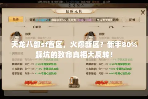 天龙八部sf首区,火爆新区?新手80%踩坑的致命真相大反转! 天龙八部sf首区,火爆新区?新手80%踩坑的致命真相大反转!