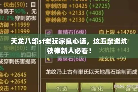 天龙八部sf老玩家良心话，这五条避坑铁律新人必看！