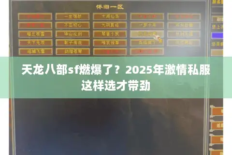 天龙八部sf燃爆了？2025年激情私服这样选才带劲