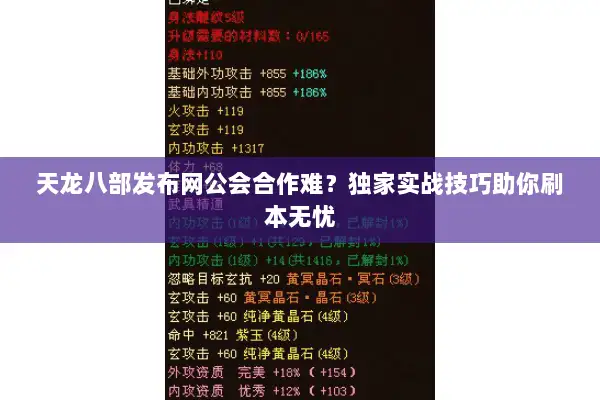 天龙八部发布网公会合作难?独家实战技巧助你刷本无忧 天龙八部发布网公会合作难?独家实战技巧助你刷本无忧