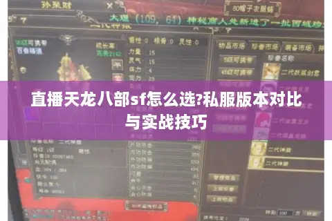 直播天龙八部sf怎么选?私服版本对比与实战技巧 直播天龙八部sf怎么选?私服版本对比与实战技巧