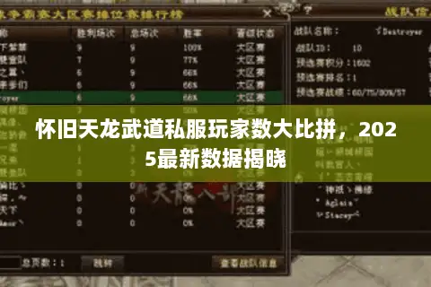 怀旧天龙武道私服玩家数大比拼,2025最新数据揭晓 怀旧天龙武道私服玩家数大比拼,2025最新数据揭晓