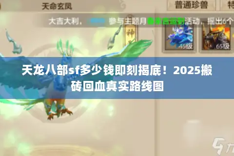 天龙八部sf多少钱即刻揭底！2025搬砖回血真实路线图