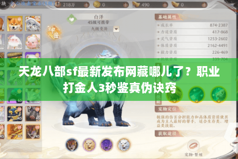 天龙八部sf最新发布网藏哪儿了？职业打金人3秒鉴真伪诀窍