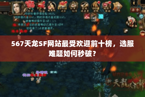 567天龙SF网站最受欢迎前十榜，选服难题如何秒破？