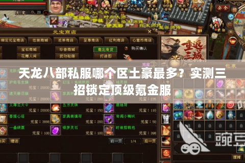 天龙八部私服哪个区土豪最多?实测三招锁定顶级氪金服 天龙八部私服哪个区土豪最多?实测三招锁定顶级氪金服
