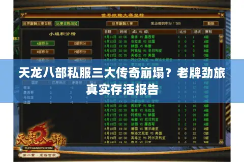 天龙八部私服三大传奇崩塌?老牌劲旅真实存活报告 天龙八部私服三大传奇崩塌?老牌劲旅真实存活报告