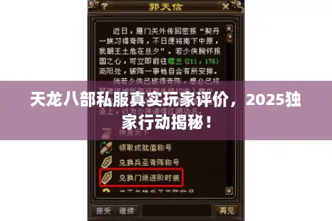 天龙八部私服真实玩家评价，2025独家行动揭秘！