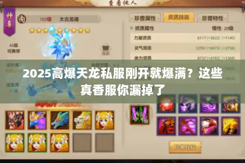 2025高爆天龙私服刚开就爆满？这些真香服你漏掉了