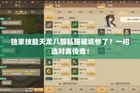 独家技能天龙八部私服被坑惨了？一招选对真传奇！