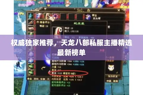 权威独家推荐，天龙八部私服主播精选最新榜单