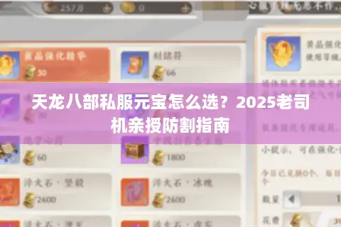 天龙八部私服元宝怎么选？2025老司机亲授防割指南