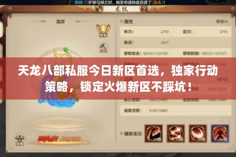 天龙八部私服今日新区首选，独家行动策略，锁定火爆新区不踩坑！