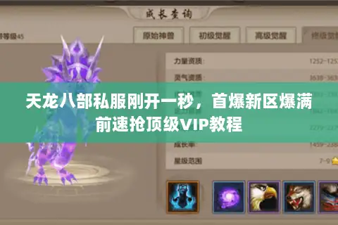 天龙八部私服刚开一秒,首爆新区爆满前速抢顶级VIP教程 天龙八部私服刚开一秒,首爆新区爆满前速抢顶级VIP教程