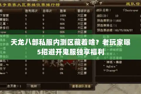 天龙八部私服内测区藏着啥？老玩家曝5招避开鬼服独享福利
