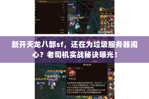 新开天龙八部sf，还在为垃圾服务器闹心？老司机实战秘诀曝光！