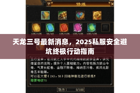 天龙三号最新消息，2025私服安全避坑终极行动指南