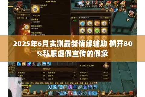 2025年6月实测最新情缘辅助 撕开80%私服虚假宣传的假象 2025年6月实测最新情缘辅助 撕开80%私服虚假宣传的假象