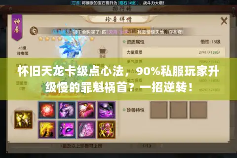 怀旧天龙卡级点心法，90%私服玩家升级慢的罪魁祸首？一招逆转！