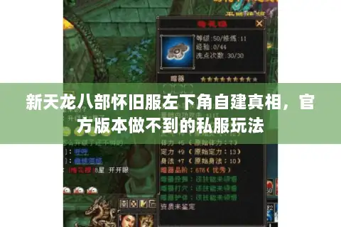 新天龙八部怀旧服左下角自建真相，官方版本做不到的私服玩法