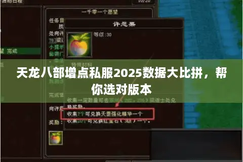 天龙八部增点私服2025数据大比拼，帮你选对版本