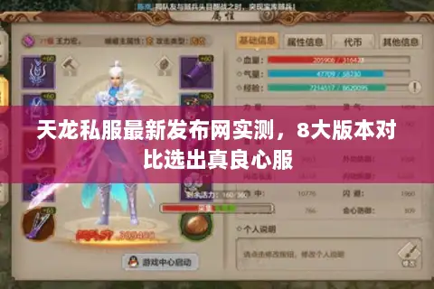 天龙私服最新发布网实测，8大版本对比选出真良心服