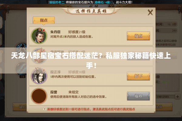 天龙八部星宿宝石搭配迷茫？私服独家秘籍快速上手！