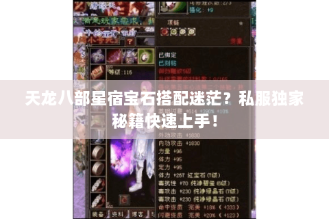 天龙八部星宿宝石搭配迷茫？私服独家秘籍快速上手！