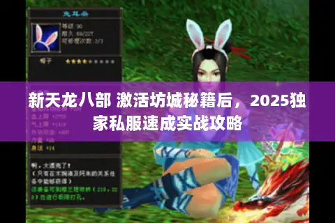 新天龙八部 激活坊城秘籍后，2025独家私服速成实战攻略