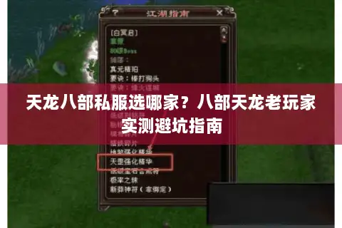 天龙八部私服选哪家？八部天龙老玩家实测避坑指南