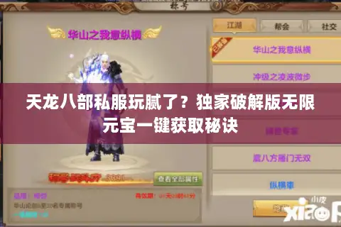 天龙八部私服玩腻了?独家破解版无限元宝一键获取秘诀 天龙八部私服玩腻了?独家破解版无限元宝一键获取秘诀