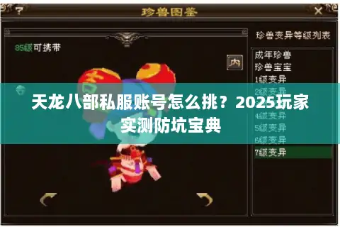 天龙八部私服账号怎么挑?2025玩家实测防坑宝典 天龙八部私服账号怎么挑?2025玩家实测防坑宝典