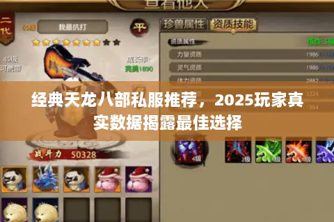 经典天龙八部私服推荐，2025玩家真实数据揭露最佳选择