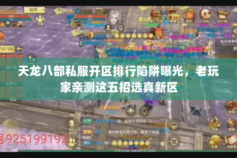 天龙八部私服开区排行陷阱曝光，老玩家亲测这五招选真新区