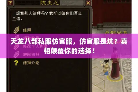 天龙八部私服仿官服，仿官服是坑？真相颠覆你的选择！