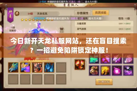 今日新开天龙私服网站，还在盲目搜索？一招避免陷阱锁定神服！