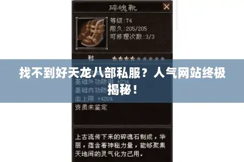 找不到好天龙八部私服？人气网站终极揭秘！