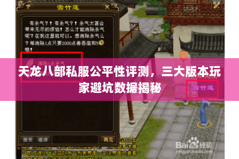 天龙八部私服公平性评测，三大版本玩家避坑数据揭秘