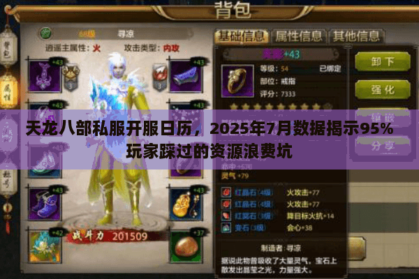 天龙八部私服开服日历，2025年7月数据揭示95%玩家踩过的资源浪费坑