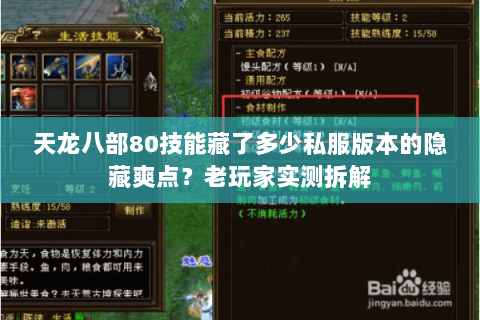 天龙八部80技能藏了多少私服版本的隐藏爽点？老玩家实测拆解