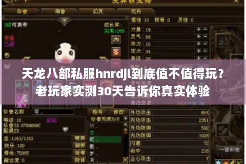 天龙八部私服hnrdjl到底值不值得玩?老玩家实测30天告诉你真实体验 天龙八部私服hnrdjl到底值不值得玩?老玩家实测30天告诉你真实体验